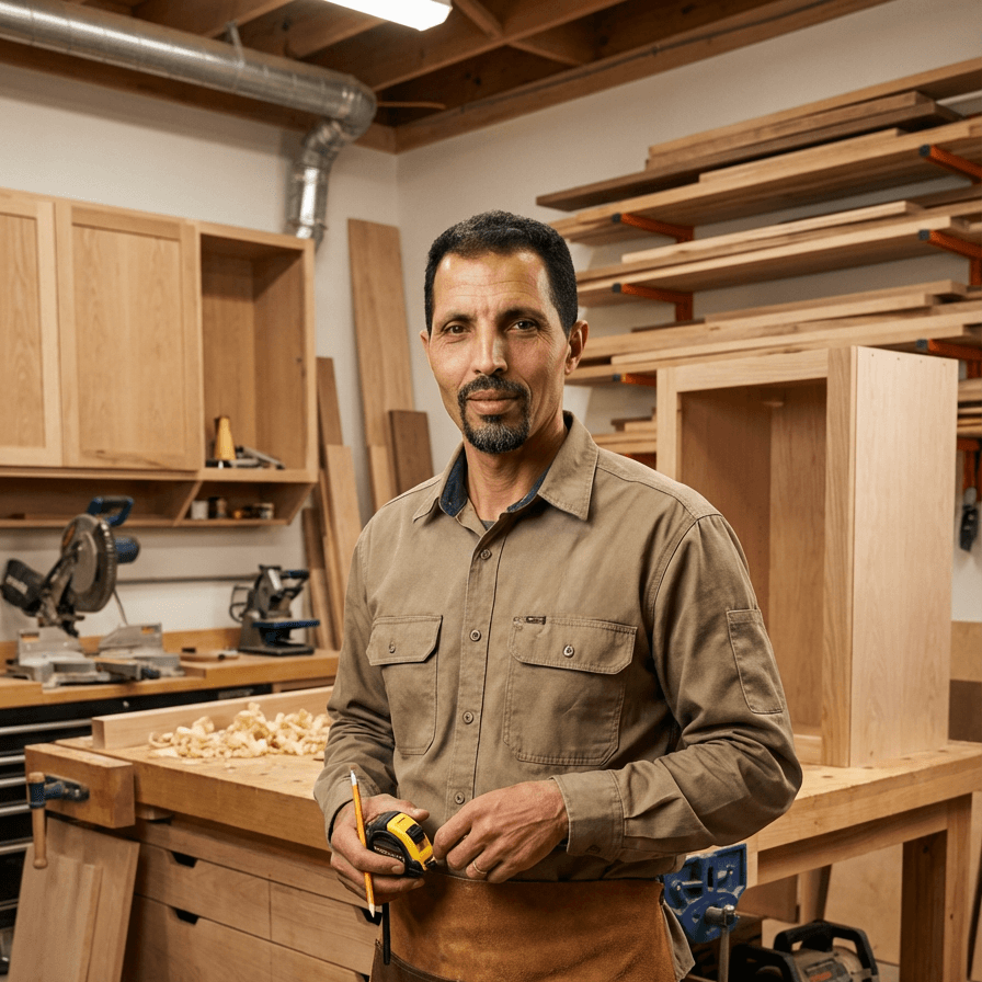 معلم نجار في طنجة يعمل